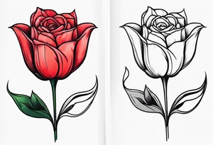 One tulip & one rose tattoo idea