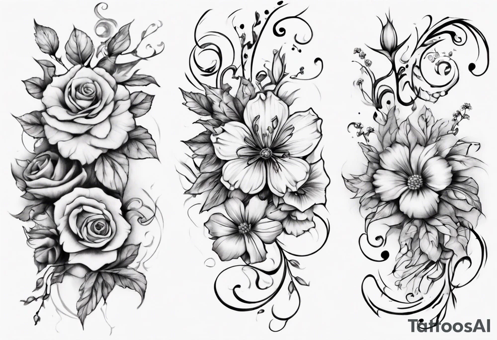 half sleeve with small flowers vining around arm tattoo idea