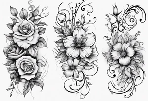 half sleeve with small flowers vining around arm tattoo idea