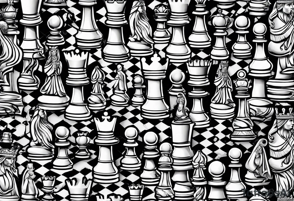 strip made of chess pieces tattoo idea