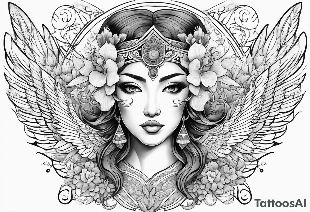 Greek goddess iris with wings tattoo idea