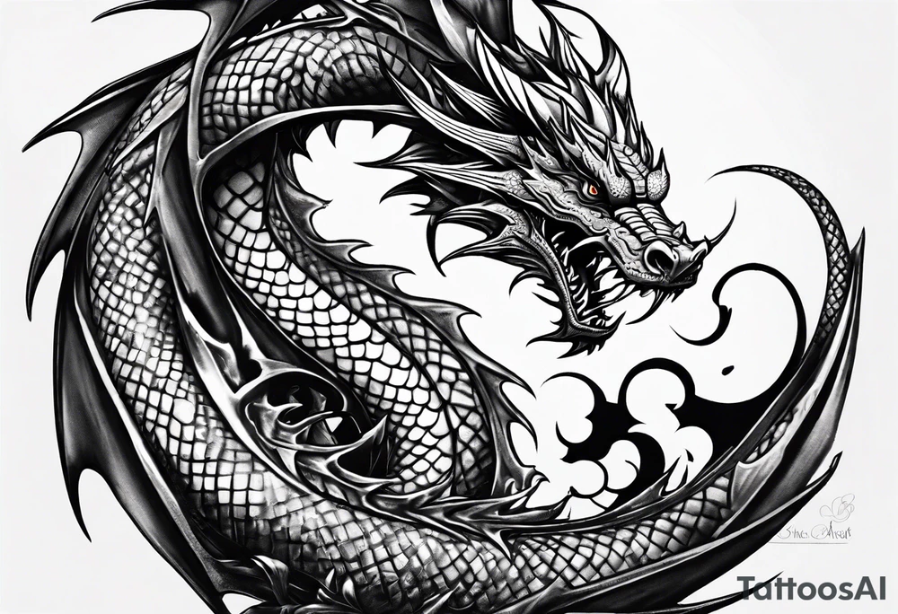 create a dragon tattoo that andrew tate has on his chest. tattoo idea