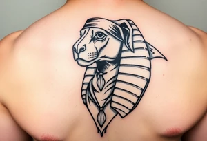 "Sphinx wearing a bandana, teardrop tattoo under its eye. 

Style: Prison tattoo meets hieroglyph carving. Black ink, chest piece." tattoo idea
