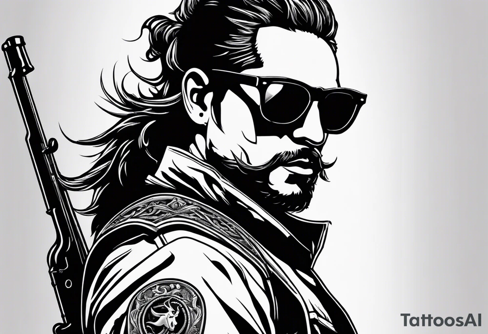 capricorn with sunglasses and shotgun tattoo idea