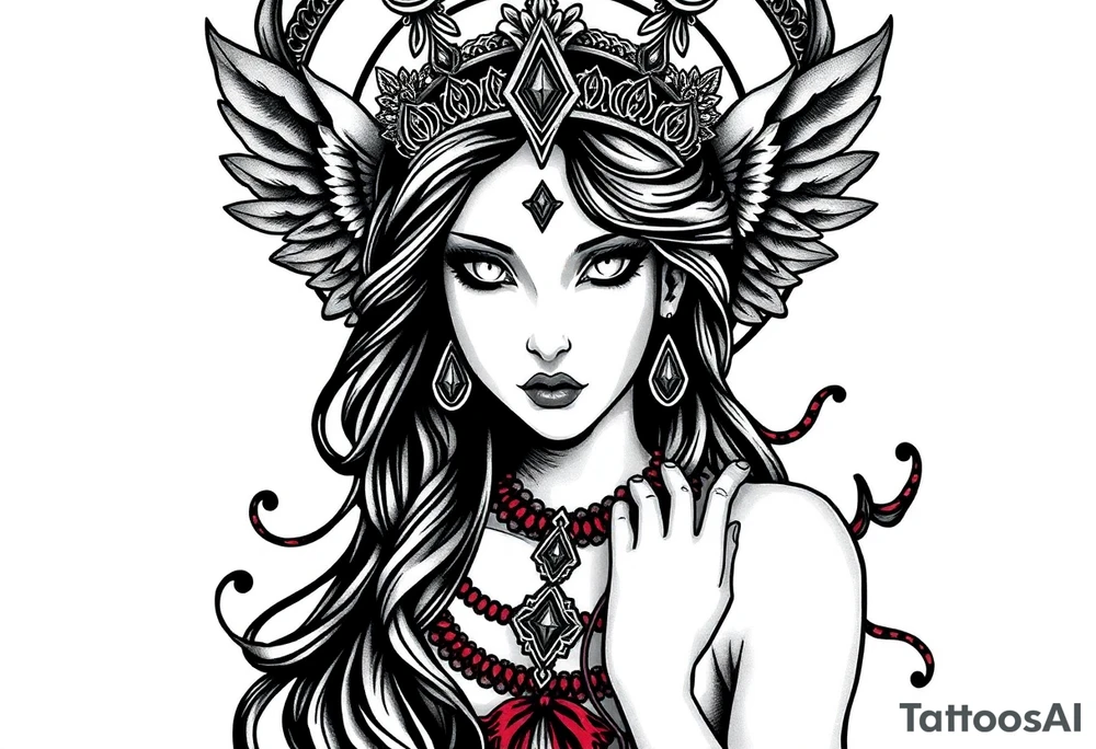 Dark style eris goddess tattoo idea