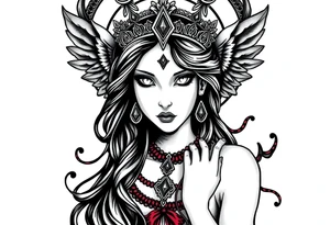 Dark style eris goddess tattoo idea