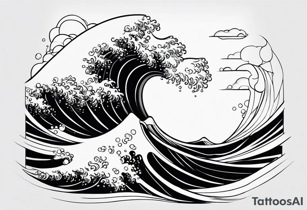 Simple ocean line wave inside of a square tattoo idea