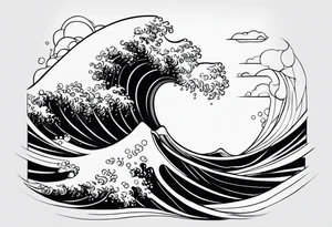Simple ocean line wave inside of a square tattoo idea
