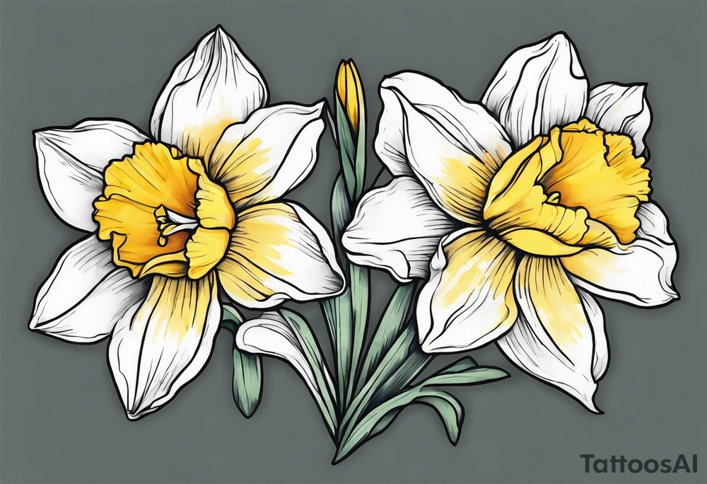 Daffodil birth flower chain tattoo idea