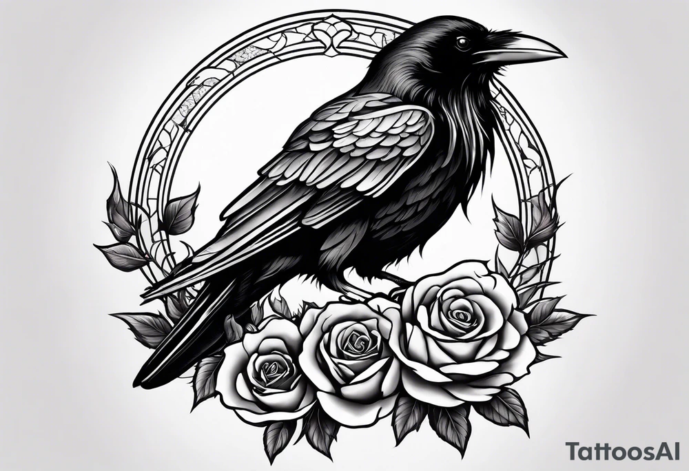 a raven holding a rose tattoo idea