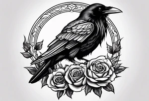a raven holding a rose tattoo idea