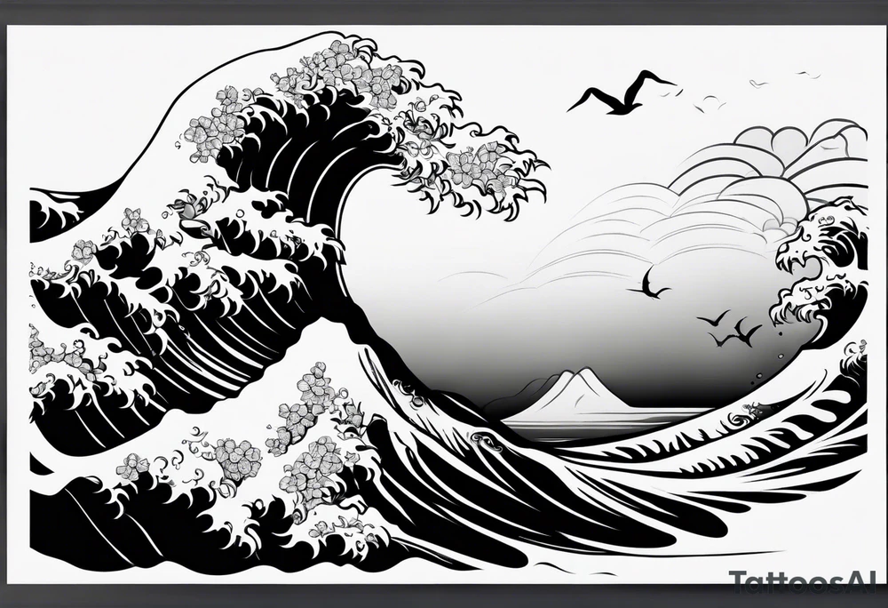 wave background tattoo idea