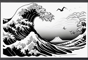 wave background tattoo idea