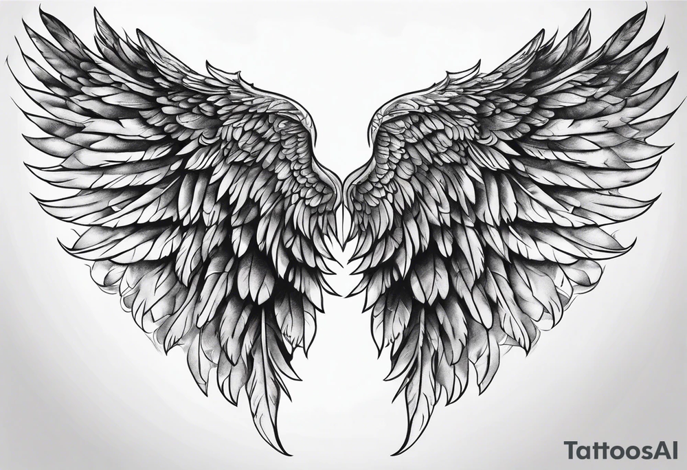 Black angel wing tattoo idea