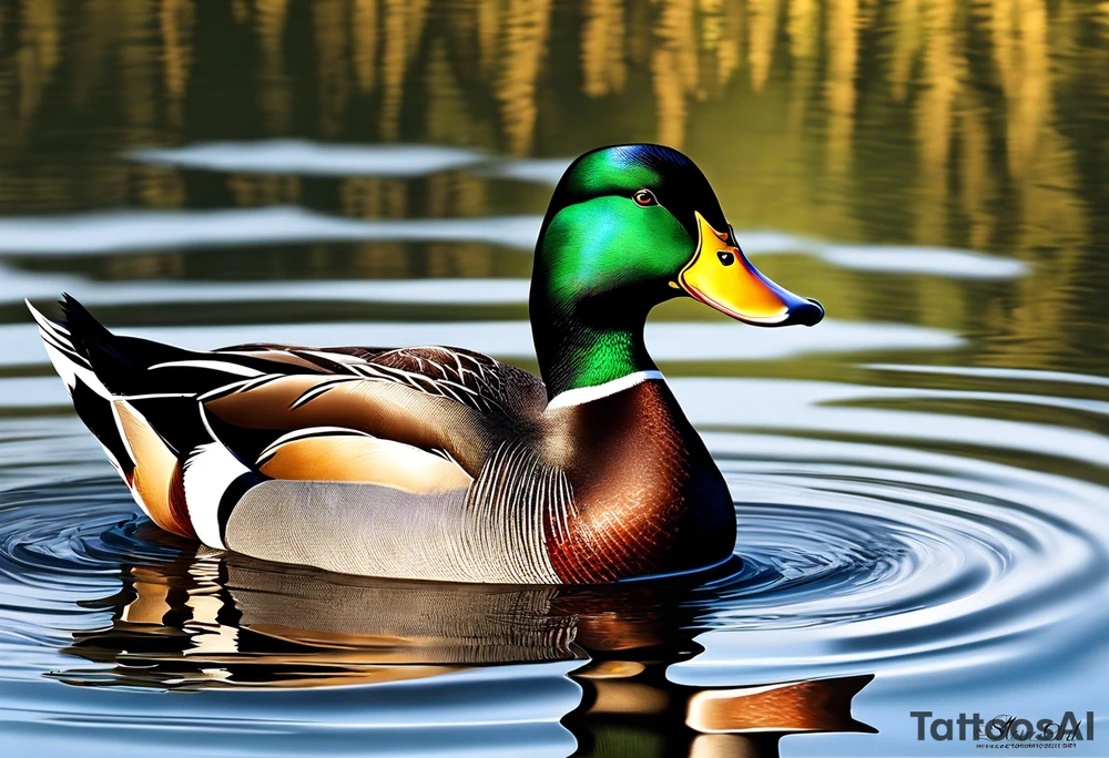 Hunting decoy Duck with a conducting stick tattoo idea