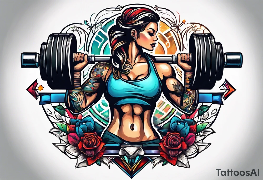 Dumbbell and strength mindset tattoo idea