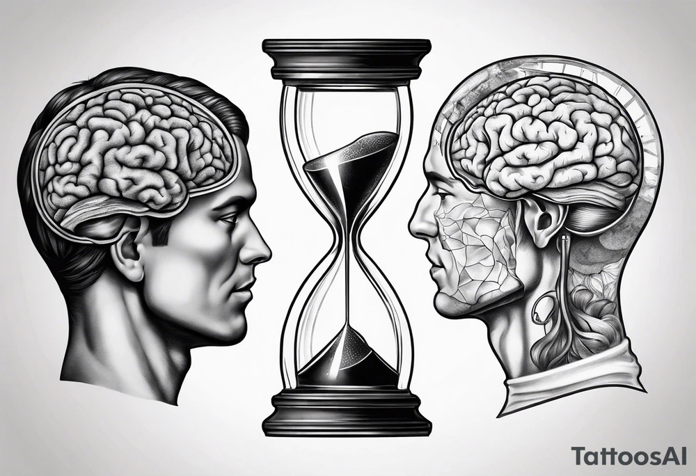 Human anatomical brain in sagittal section inside hourglass for man tattoo idea Human anatomical brain in sagittal section inside hourglass for man tattoo idea