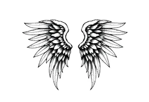Long Angelwings straight down tattoo idea