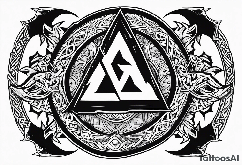 Valhalla sword shield dragon valknut tattoo idea