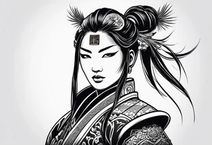 female samurai neotribal tattoo idea
