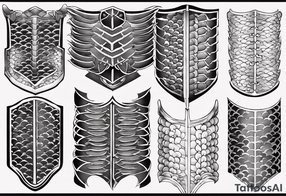 Dragonscale Leg armor symmetrical tattoo idea