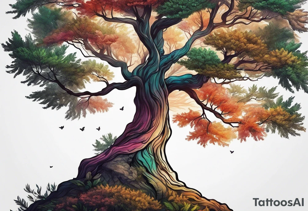 tree in forest tattoo idea