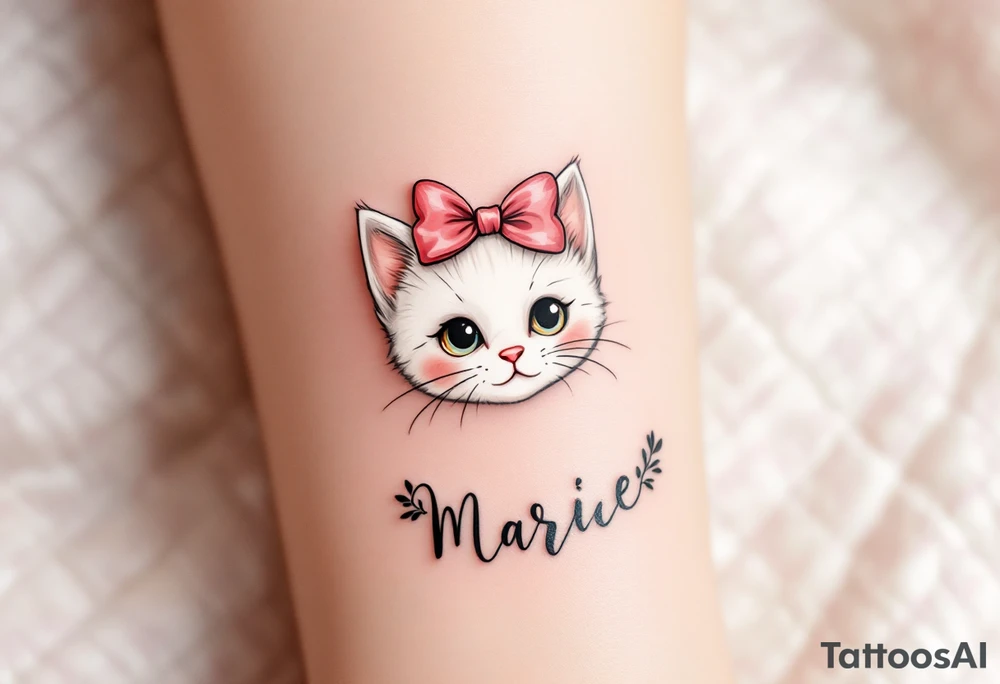 Marie is a small white kitten with a pink bow who believes that ladies should always be proper and polite. tattoo idea