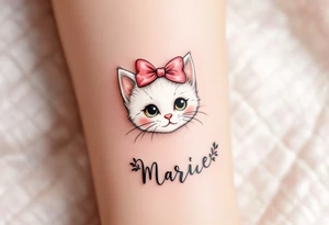 Marie is a small white kitten with a pink bow who believes that ladies should always be proper and polite. tattoo idea