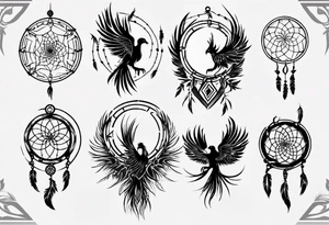 Fire Phoenix dream catcher tattoo idea