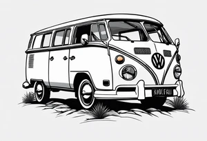 VW Kombi, Australian bush, Compass rose tattoo idea