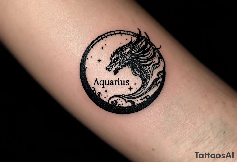 astrology moonsign aquarius in rough / mysterious aesthetic astrology inspired tattoo idea