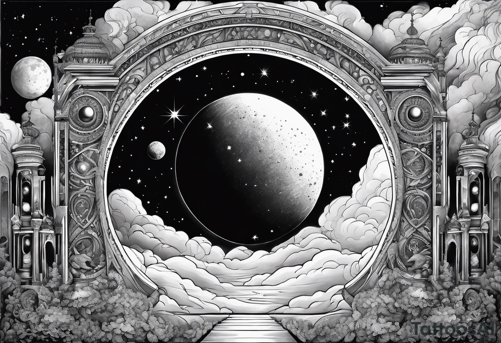 cosmic spiritual archway outer space tattoo idea