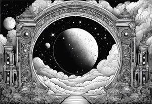 cosmic spiritual archway outer space tattoo idea