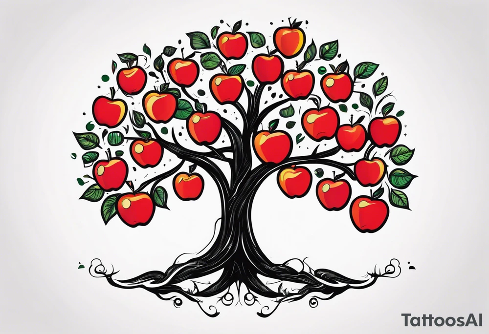 Apple tree  with LK initials tattoo idea