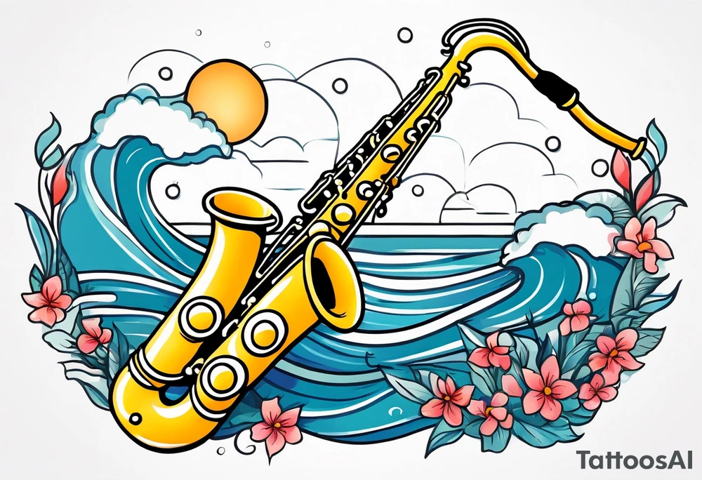 soprano sax ocean tattoo idea