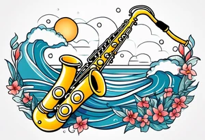 soprano sax ocean tattoo idea