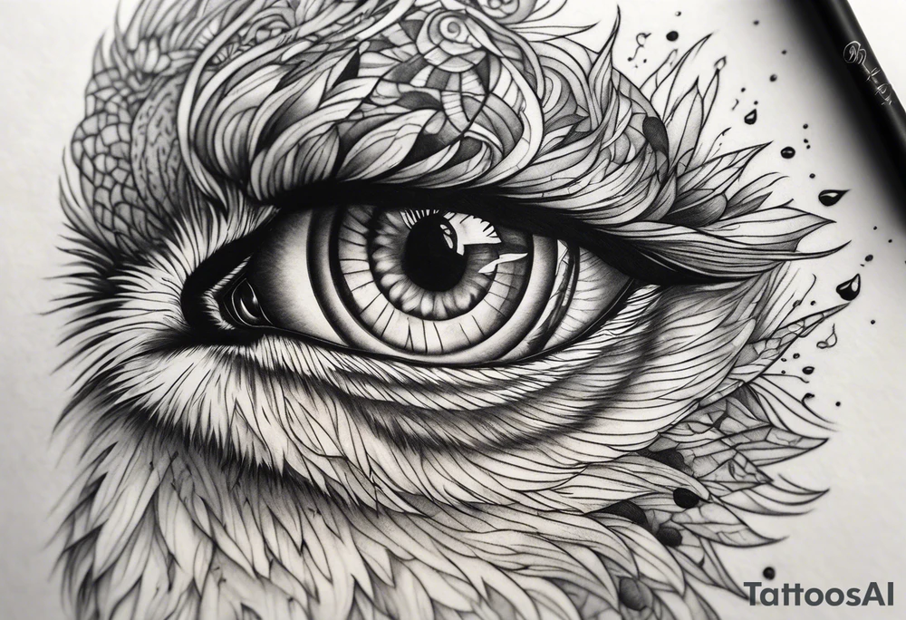 Lion eye and wolf eye tattoo idea