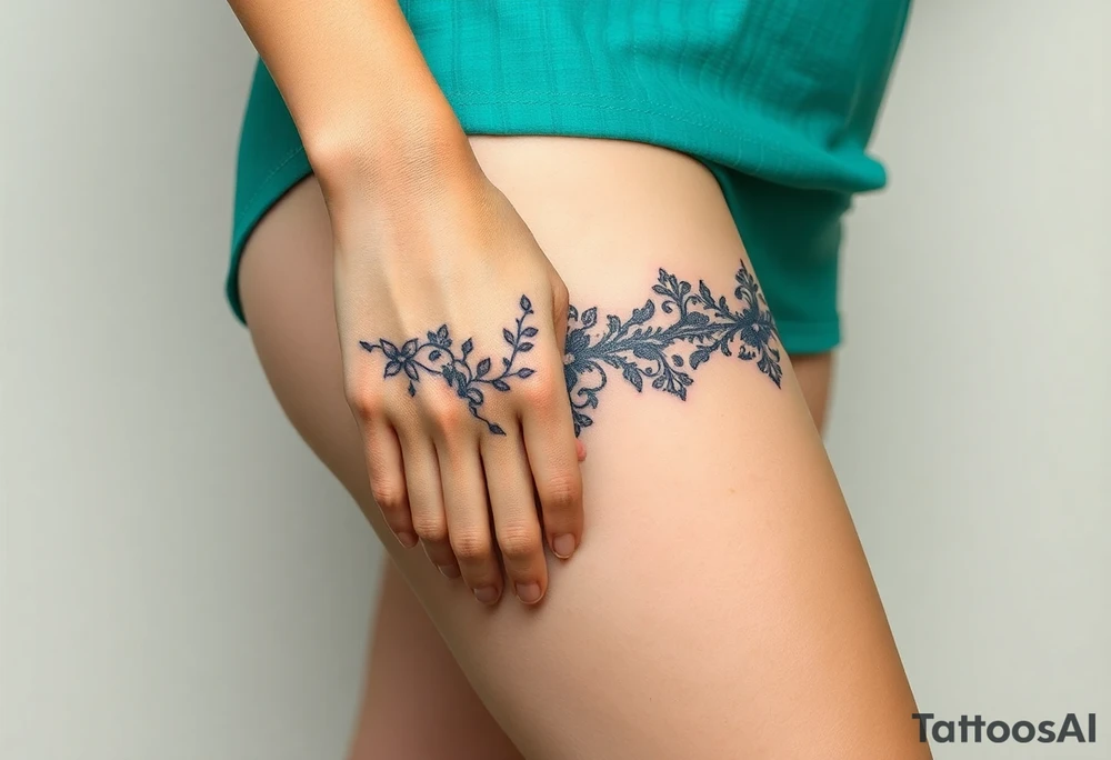 A delicate black lace band wrapped around the wrist, featuring intricate floral and filigree patterns tattoo idea
