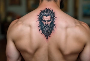 Poseidon god of the sea with trident tattoo idea