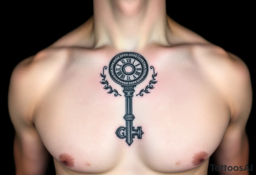 Roman numerals over the top of a key tattoo idea