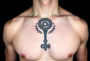 Roman numerals over the top of a key tattoo idea