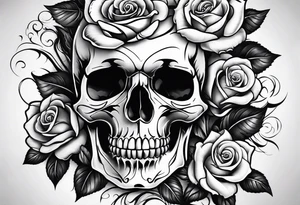 skull and roses tattoo idea