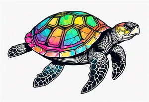tropical psychedelic turtle, high-angle shot tattoo idea