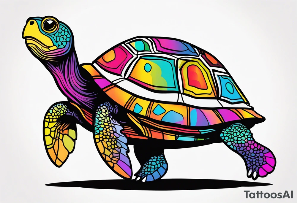 psychedelic turtle, from the top, cute, minimalist tattoo idea
