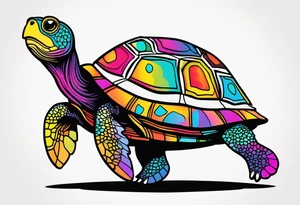 psychedelic turtle, from the top, cute, minimalist tattoo idea