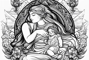 Monn with a child sitting on it tattoo idea