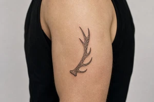 Caribou antler in Norse knot work open line concept stipple shading just one antler no background make it a realistic caribou antler shape tattoo idea