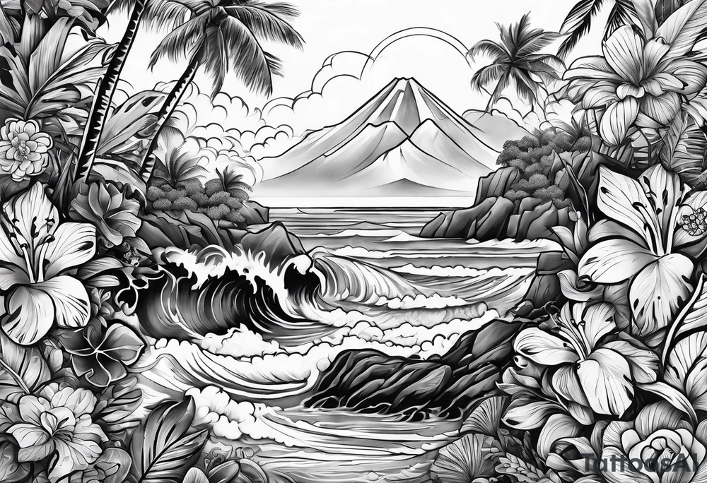 Tattoo for my arm and my chest that's Hawaiian style tattoo idea