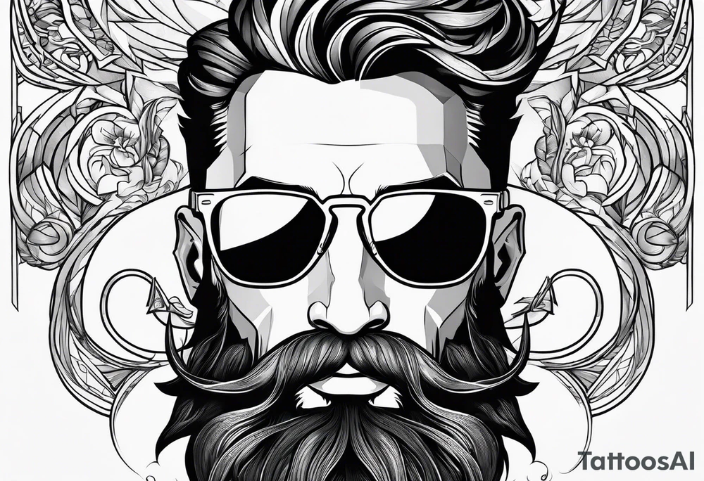 capricorn with beard and sunglasses tattoo idea