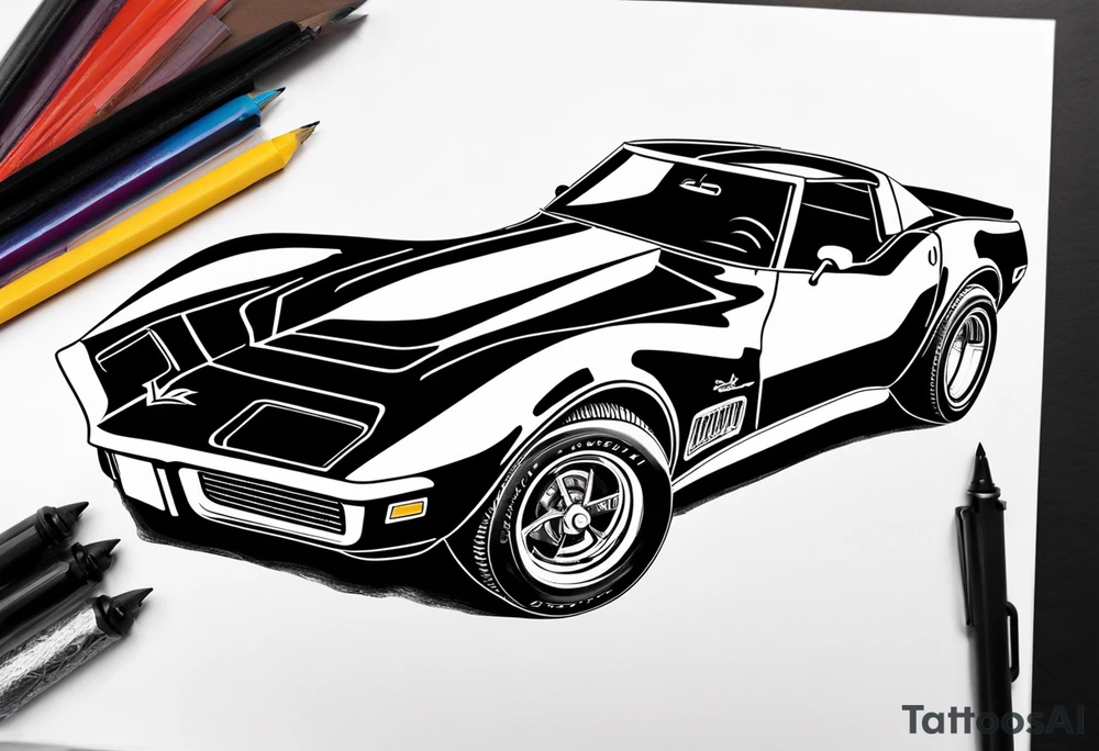 1971 corvette tumbler car with logo tattoo idea